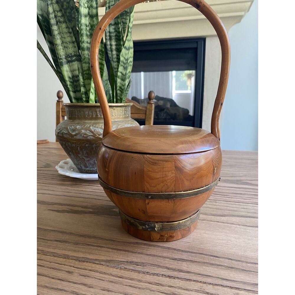 Antique Chinese Wooden Wedding Basket Handle And Lid Chinese Wedding Box